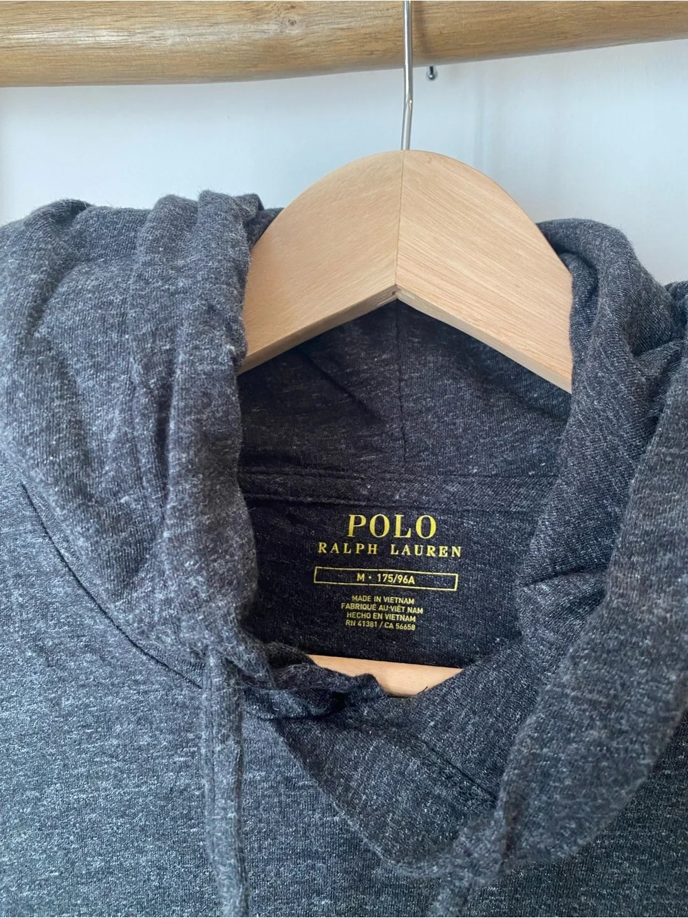 Polo Ralph Lauren Charcoal Grey Mens Medium Light Long Sleeve Hoodie Preppy Fall